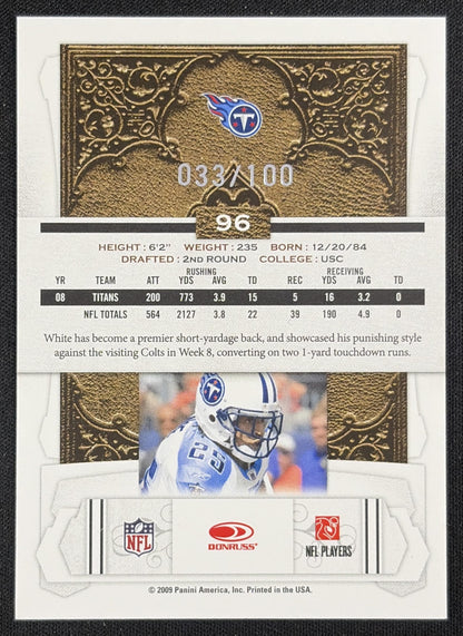 LenDale White 2008 Donruss Classics Timeless Tributes Silver /100 Tennessee Titans