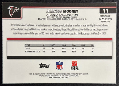 Darnell Mooney 2025 Topps Chrome Refractor Falcons Sports Trading Cards