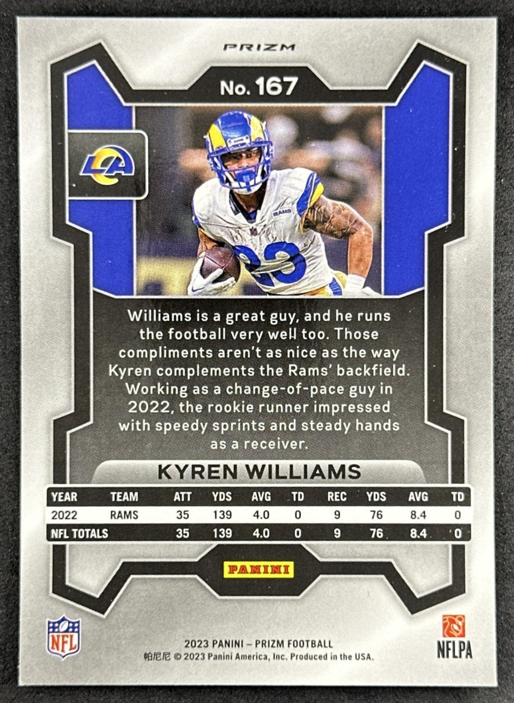 Kyren Williams 2023 Panini Prizm Red White and Blue Rams Sports Trading Cards