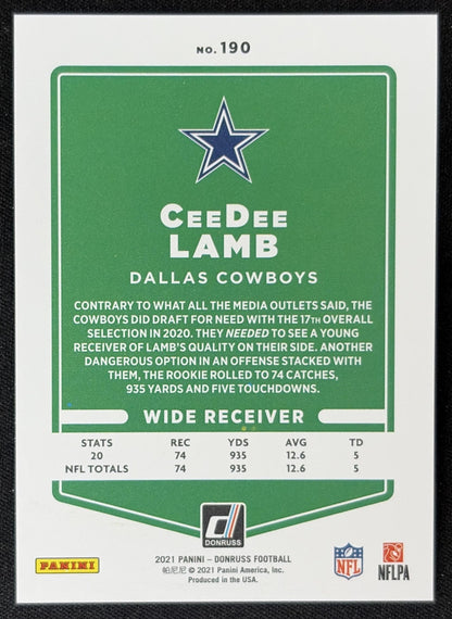 CeeDee Lamb 2021 Panini Donruss Press Proof Premium Cowboys - Dallas Cowboys