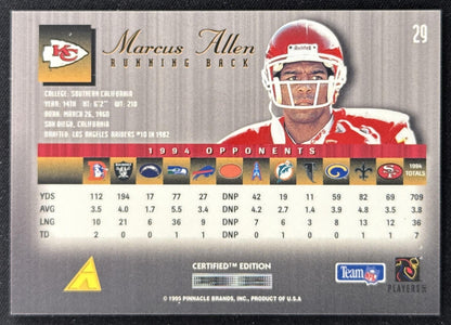 Marcus Allen 1995 Pinnacle Select Certified Chiefs