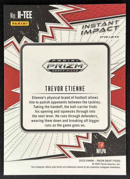 Trevor Etienne 2025 Panini Prizm Draft Picks Instant Impact Red Ice Bulldogs Panthers Sports Trading Cards