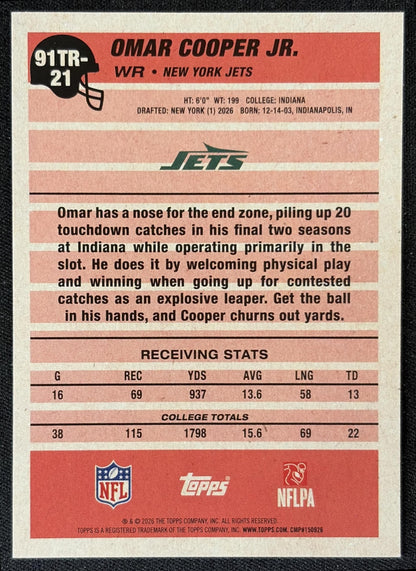Omar Cooper Jr. 2026 Topps 1991 Rookie Jets back