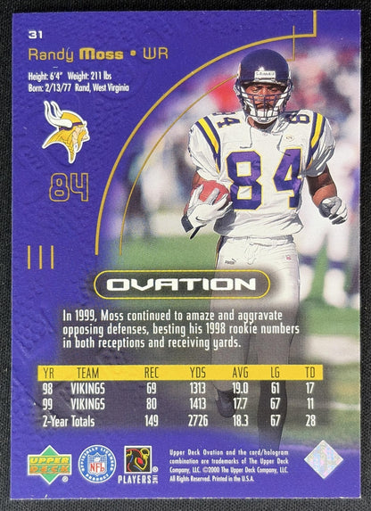 Randy Moss 2000 Upper Deck Ovation Vikings back