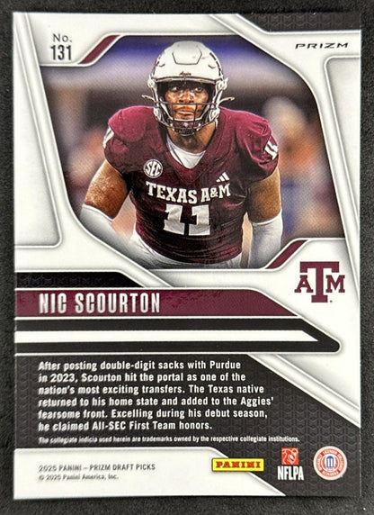 Nic Scourton 2025 Panini Prizm Draft Picks Red Ice Aggies Sports Trading Cards