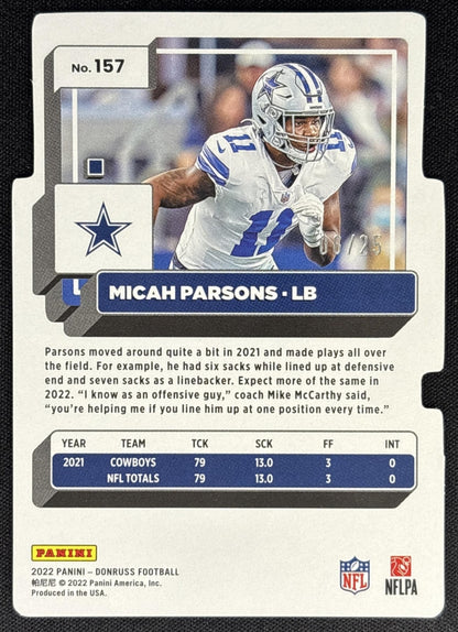 Micah Parsons 2022 Panini Donruss Gold Die Cut Press Proof /25 Cowboys Dallas Cowboys