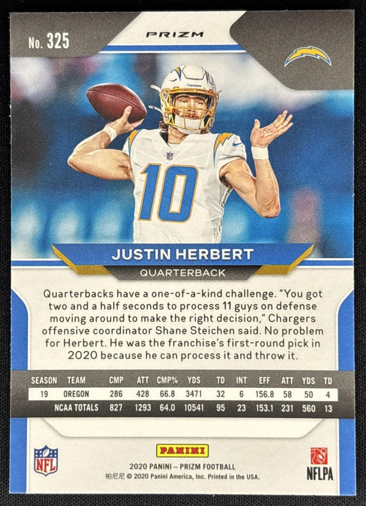 Justin Herbert 2020 Panini Prizm Green Chargers
