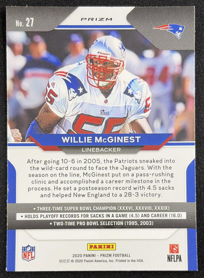 Willie McGinest 2020 Panini Prizm Red Ice Patriots Sports Trading Card