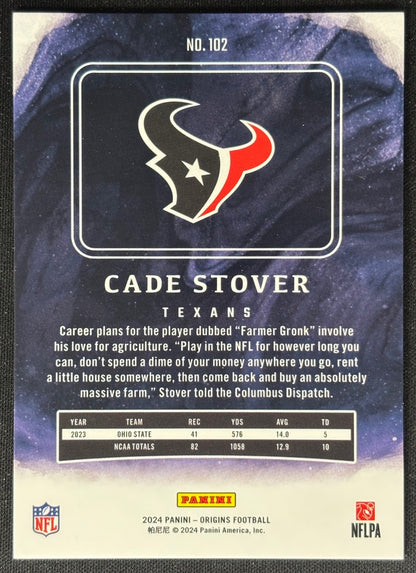 Cade Stover 2024 Origins Rookies Blue /99 Texans - Back