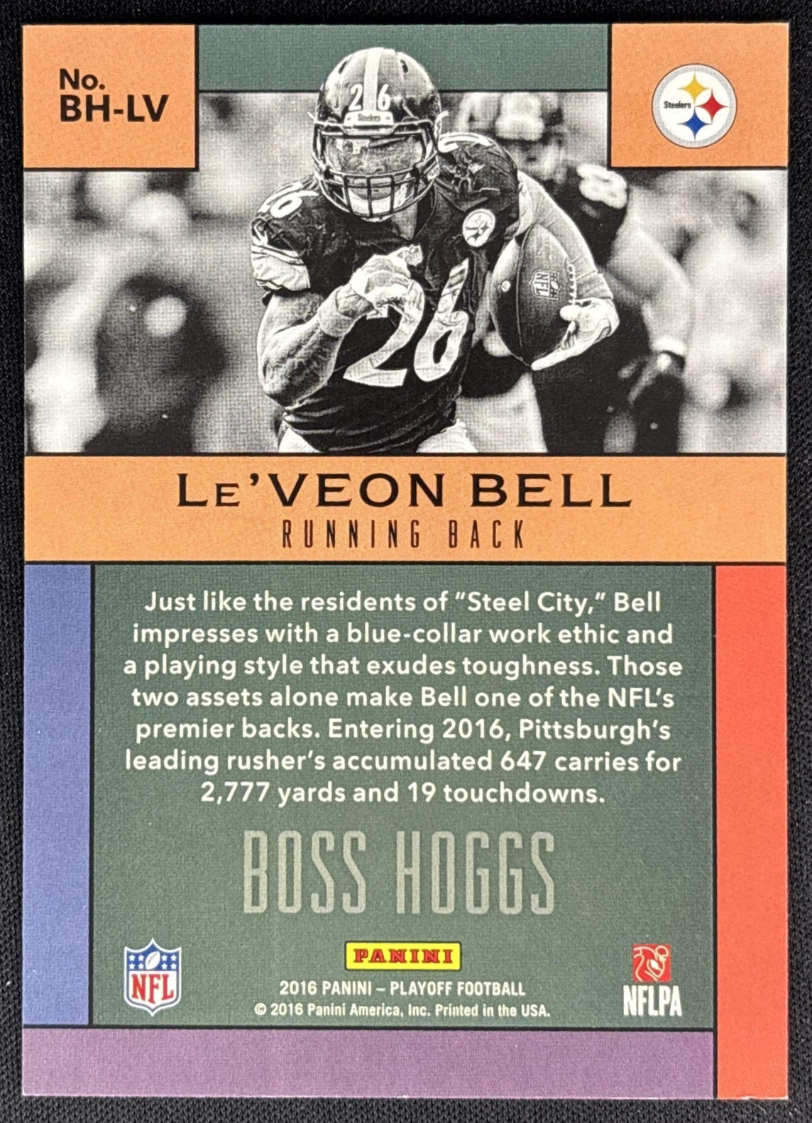 Le Veon Bell 2016 Panini Playoff Boss Hoggs 3rd Down /25 Steelers back