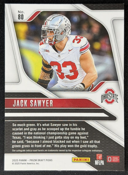 Jack Sawyer 2025 Panini Prizm Draft Picks Buckeyes back