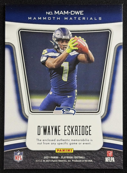 D Wayne Eskridge 2021 Panini Playbook Mammoth Material /299 Seahawks