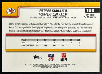 George Karlaftis 2025 Topps Chrome Chiefs Sports Trading Cards