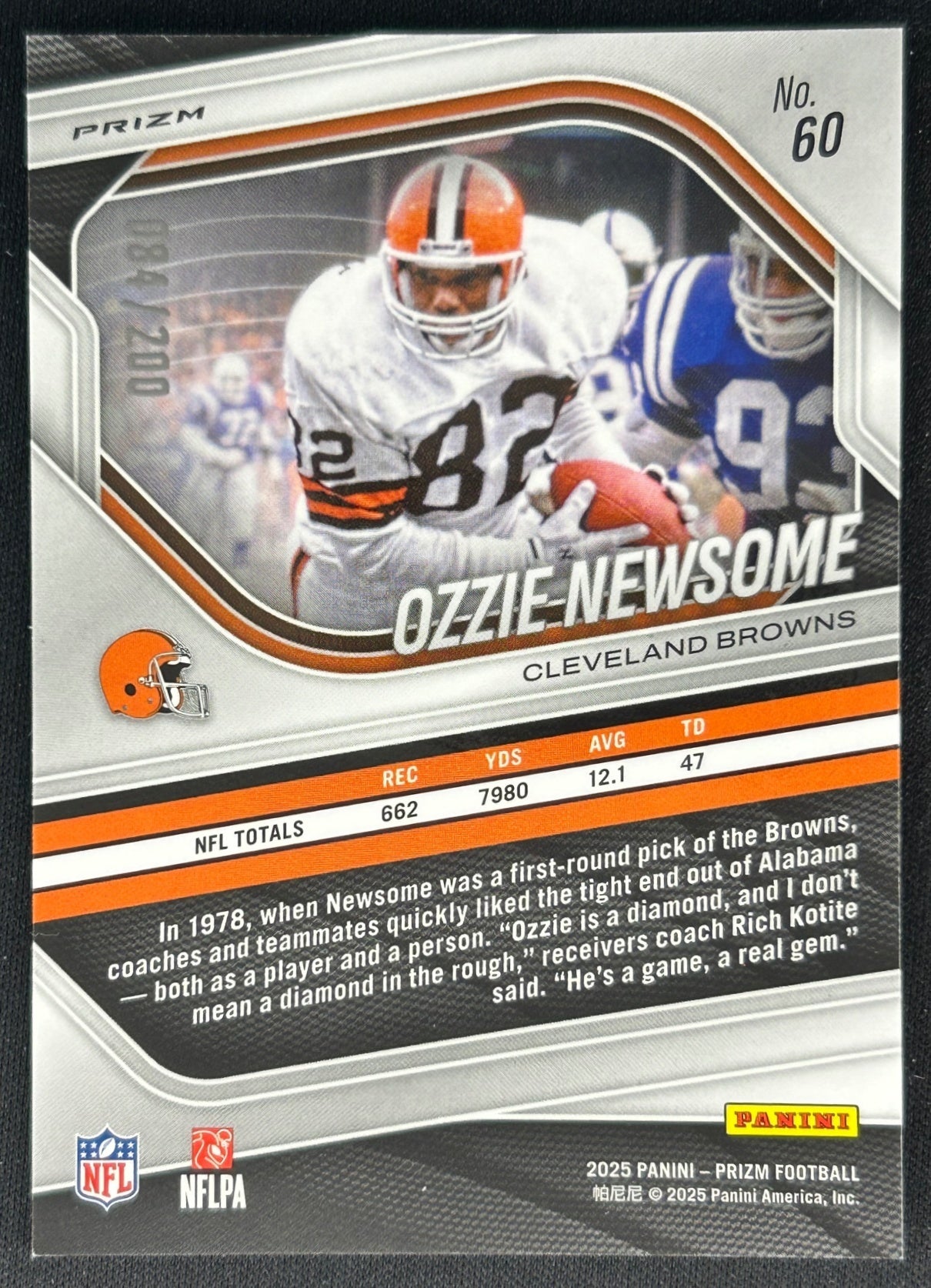 Ozzie Newsome 2025 Prizm Hyper /200 Browns back