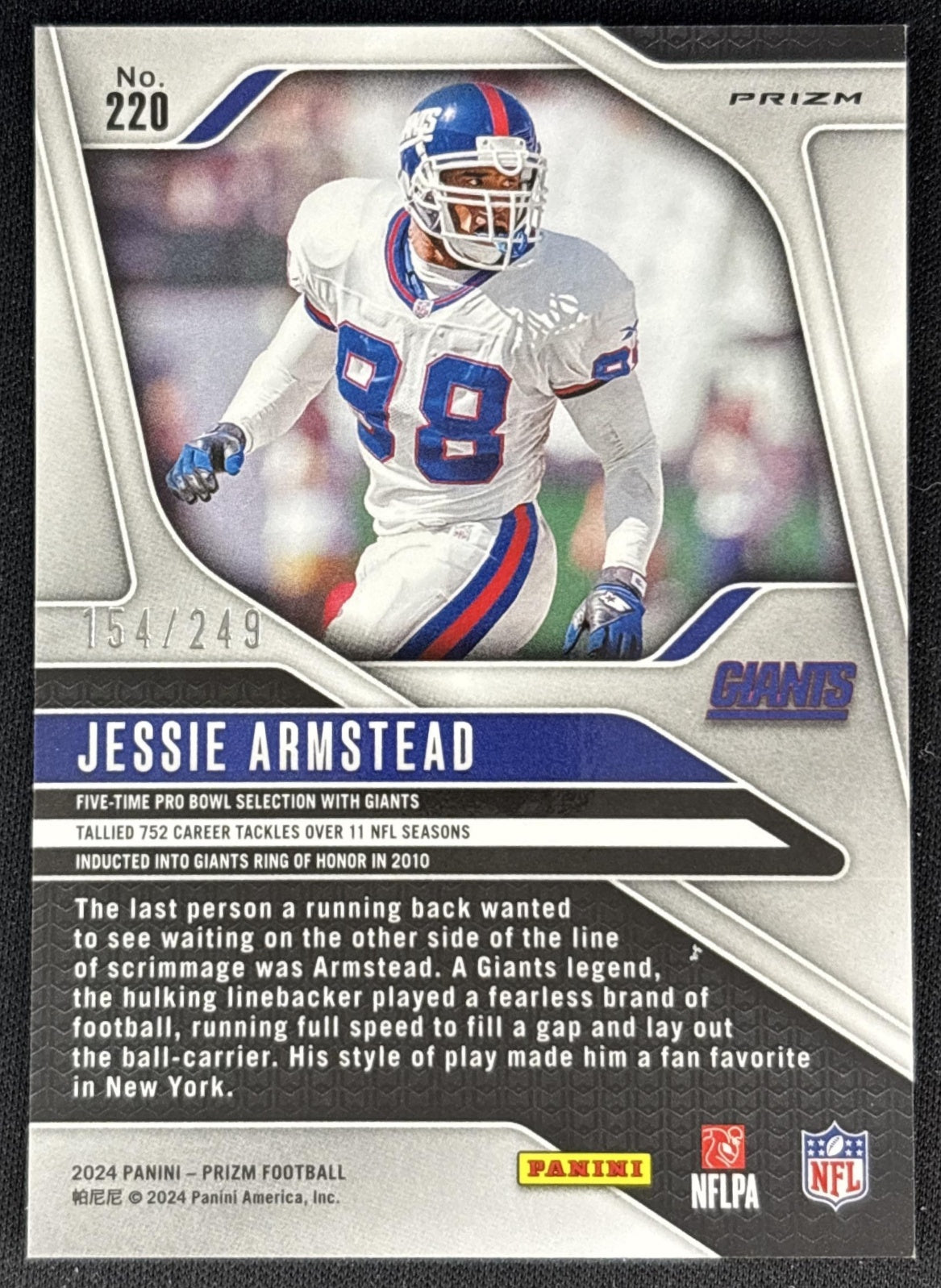Jessie Armstead 2024 Panini Prizm Orange /249 Giants Back