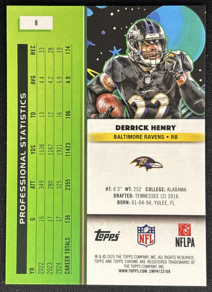 Derrick Henry 2025 Topps Cosmic Chrome Ravens back