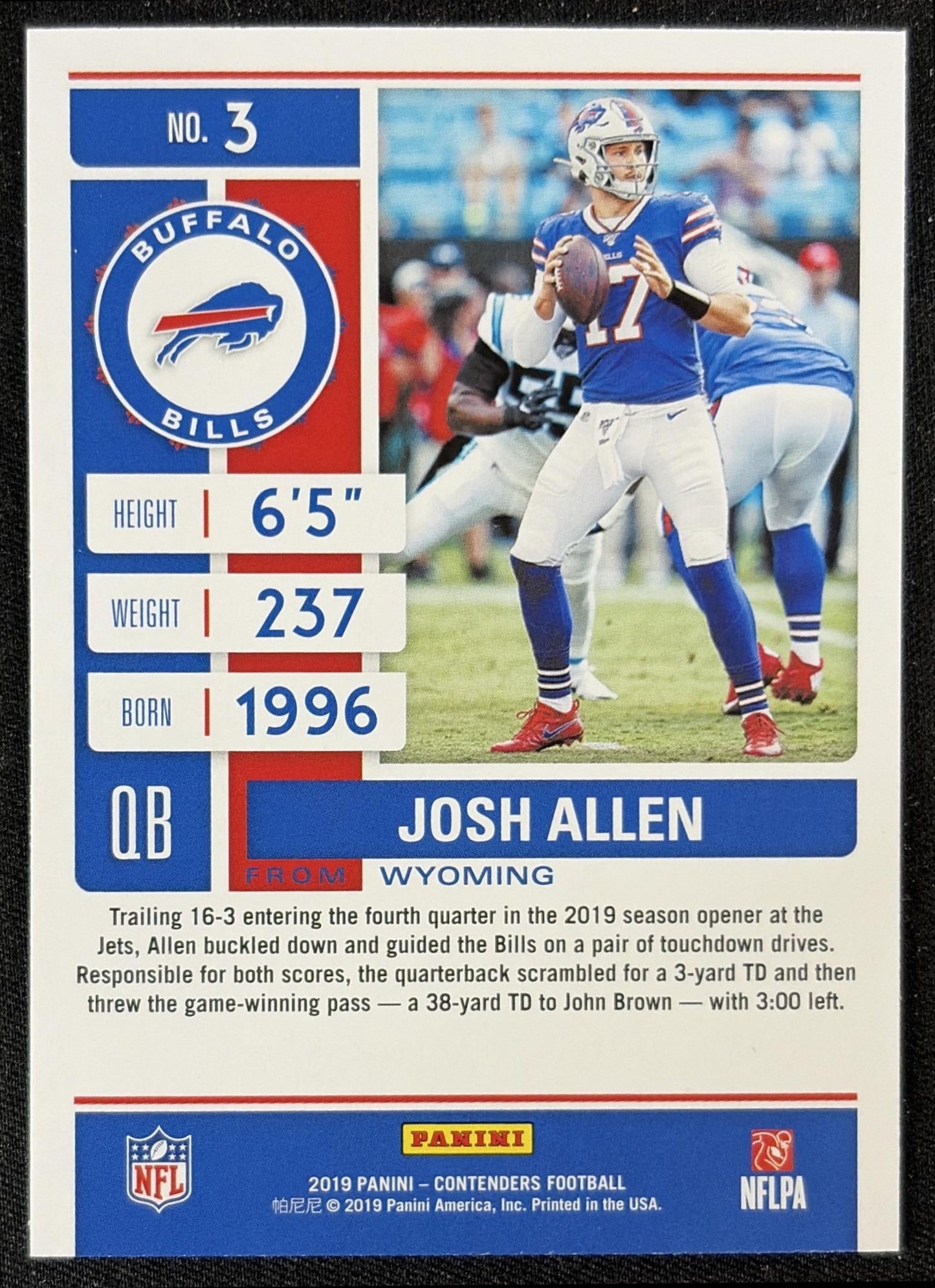 Josh Allen 2019 Panini Contenders Bills