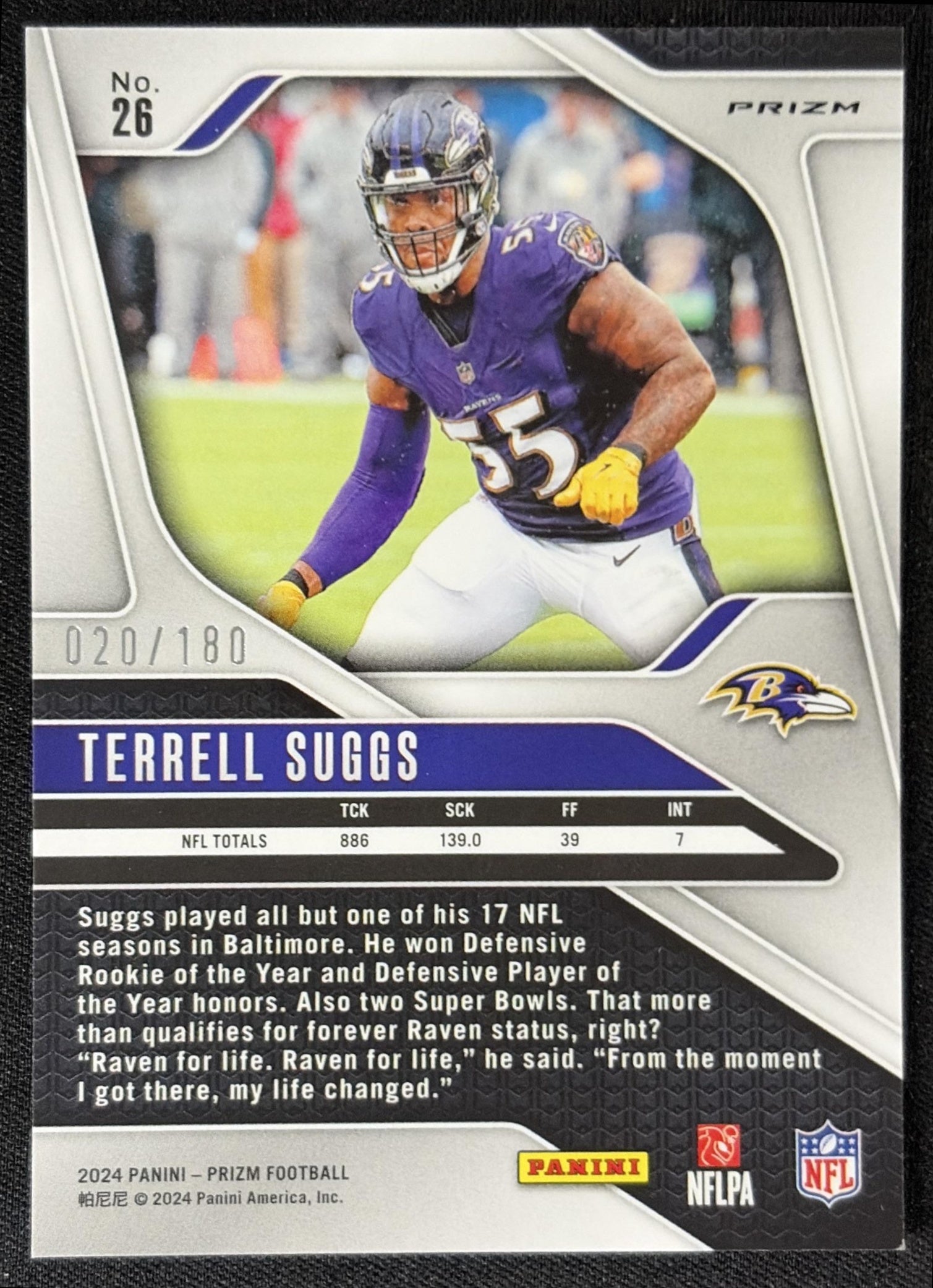 Terrell Suggs 2024 Panini Prizm Hyper /180 Ravens
