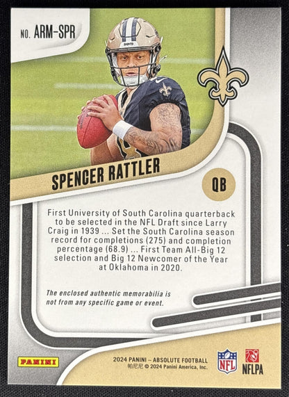 Spencer Rattler 2024 Panini Absolute Rookie Materials Saints back