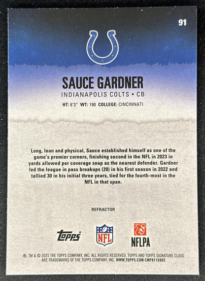 Sauce Gardner 2025 Topps Signature Class Chrome Veteran White Refractor Colts back