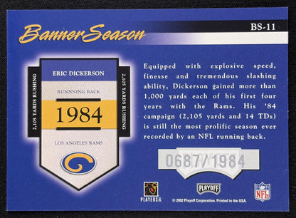 Eric Dickerson 2002 Playoff Prestige Banner Season /1984 Rams Los Angeles Rams Sports Trading Card