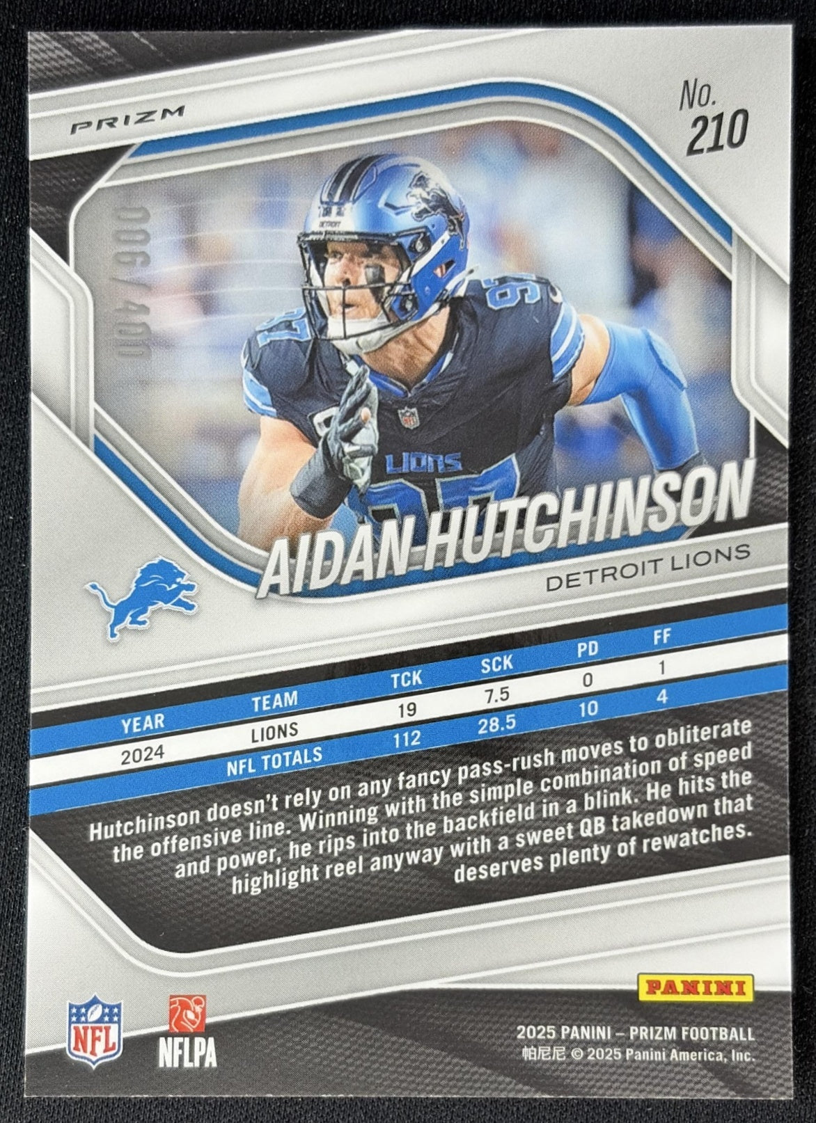 Aidan Hutchinson 2025 Panini Prizm Pandora /400 Lions Sports Trading Cards