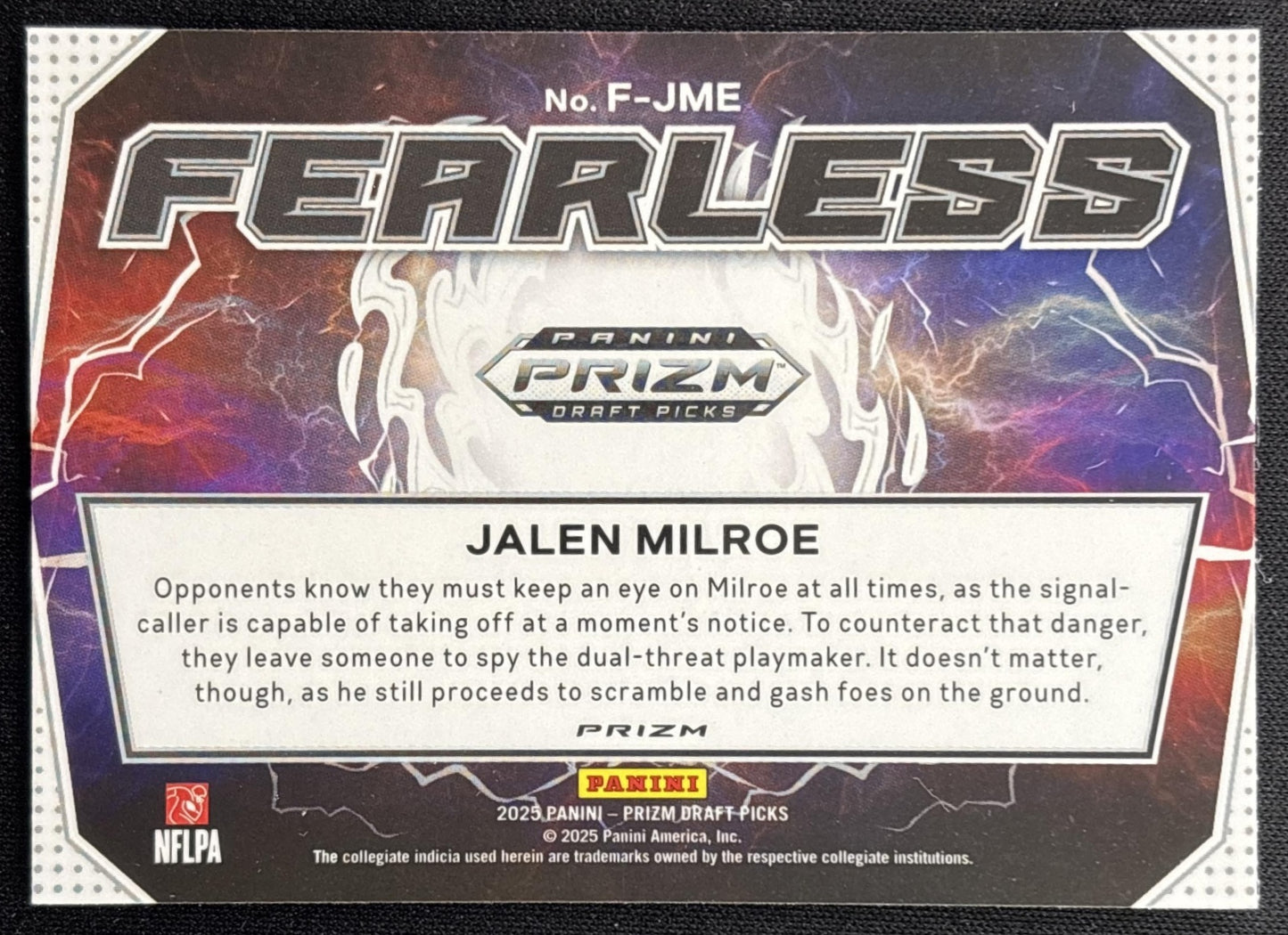 Jalen Milroe 2025 Panini Prizm Draft Picks Fearless Red Ice Crimson Tide Seahawks Sports Trading Cards