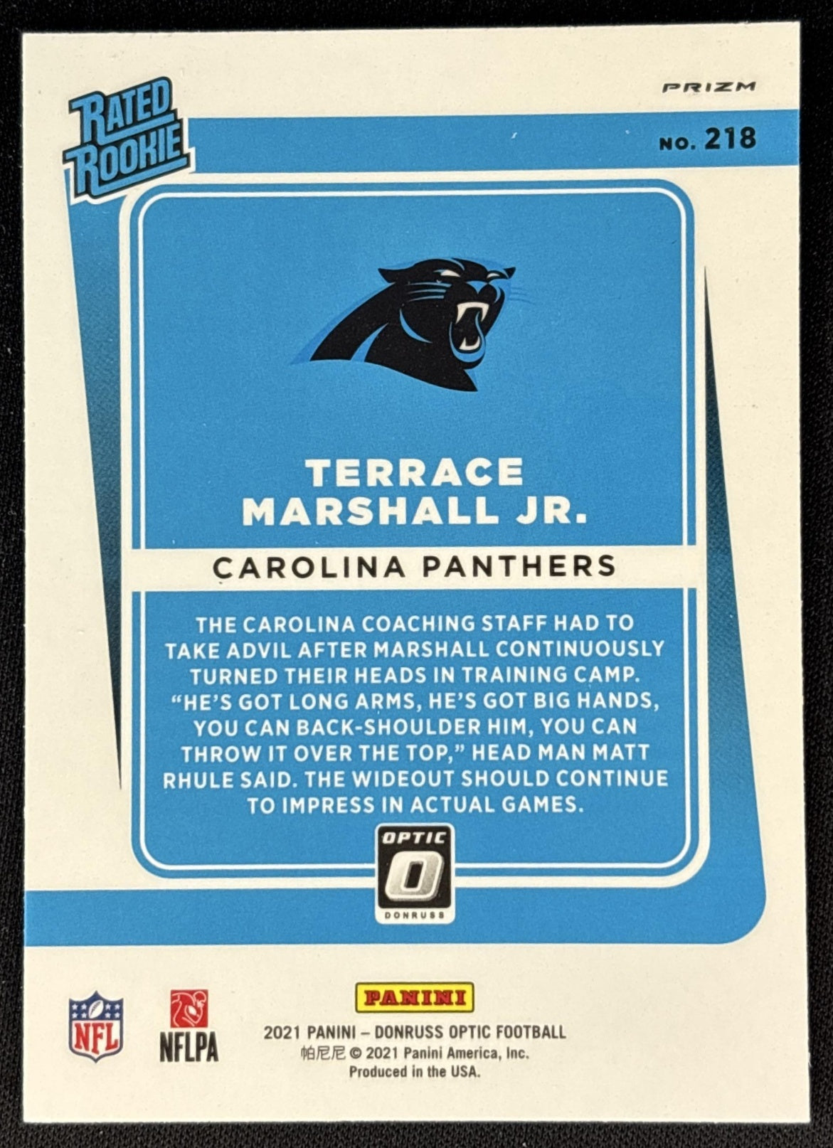 Terrace Marshall Jr. 2021 Panini Donruss Optic Pink Panthers