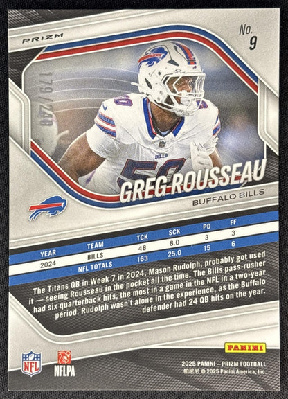 Greg Rousseau 2025 Panini Prizm Orange /249 Bills Sports Trading Cards