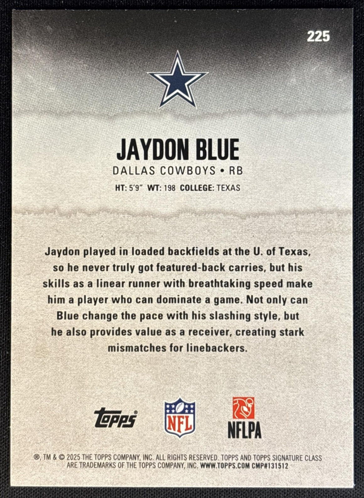 Jaydon Blue 2025 Topps Signature Class Rookie Red & Black Foil Cowboys