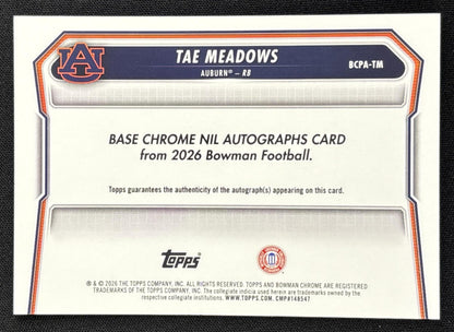 Tae Meadows 2026 Bowman Chrome Prospect Auto Gold Mojo Refractor /50 Tigers