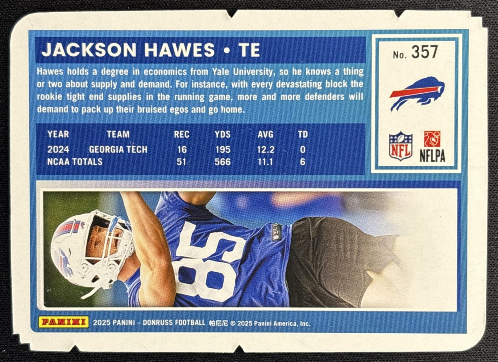 Jackson Hawes 2025 Donruss Rated Rookie Press Proof Silver Die-Cut /99 Bills