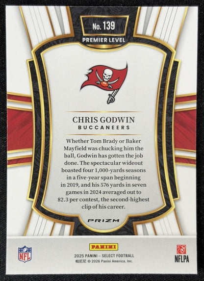 Chris Godwin 2025 Panini Select Premier Level Pink Prizm Shock Buccaneers back