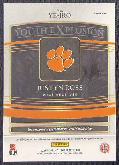 Justyn Ross 2022 Panini Select Draft Picks Youth Explosion Signatures Red Prizm Tigers
