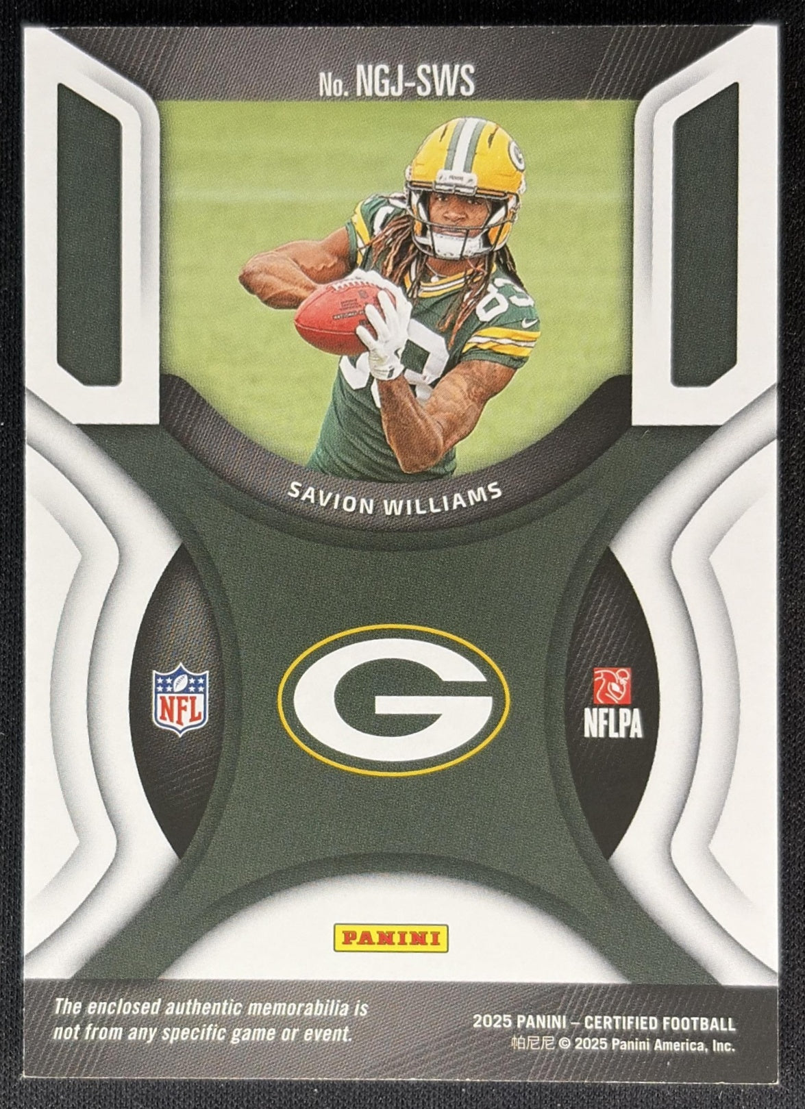 Savion Williams 2025 Panini Certified New Generation Jerseys Mirror /499 Packers Back
