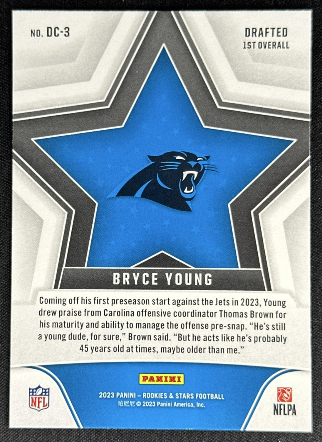 Bryce Young 2023 Panini Rookies & Stars Draft Class Panthers