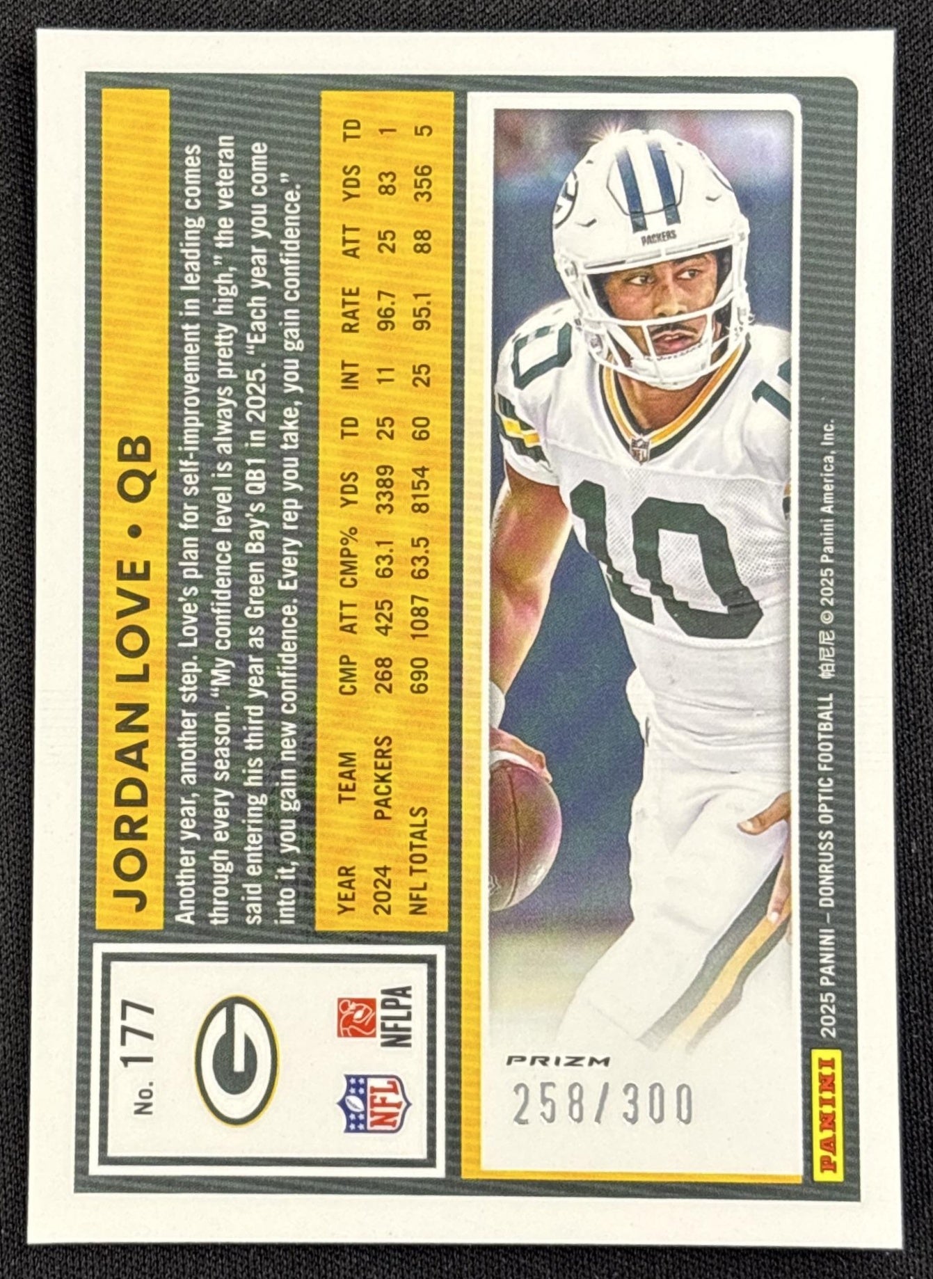 Jordan Love 2025 Panini Donruss Optic Wave Prizm /300 Packers