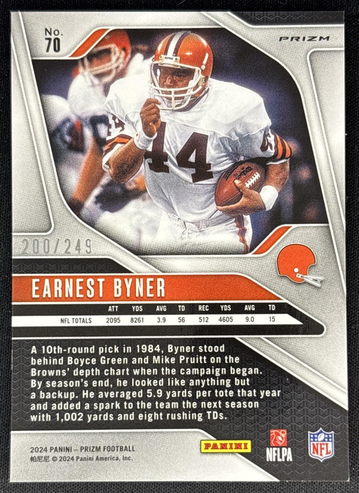 Earnest Byner 2024 Panini Prizm Orange /249 Browns Back