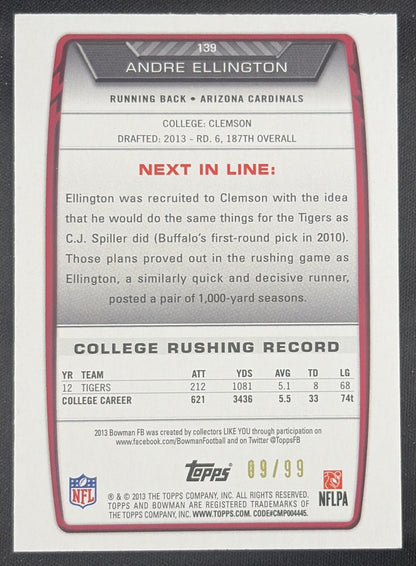 Andre Ellington 2013 Bowman Rainbow Prism /99 Cardinals Arizona Cardinals Sports Trading Card