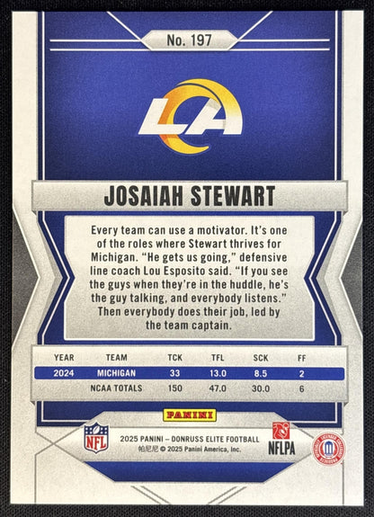 Josaiah Stewart 2025 Donruss Elite Rookies Aspirations Lime Green /999 Rams Football