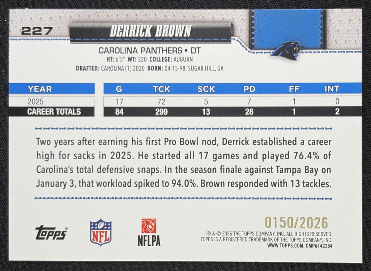 Derrick Brown 2026 Topps Gold /2026 Panthers