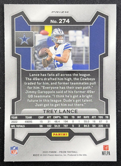 Trey Lance 2023 Panini Prizm Green Wave Cowboys