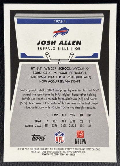 Josh Allen 2025 Topps Chrome 1975 Bills Sports Trading Cards