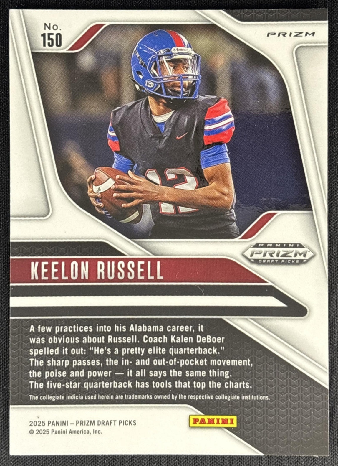 Keelon Russell 2025 Panini Prizm Draft Picks Red Ice Crimson Tide back