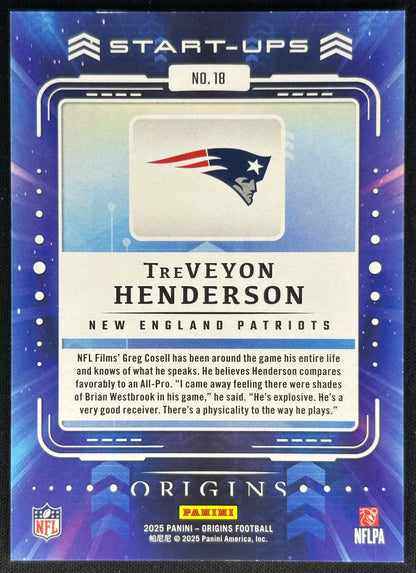 TreVeyon Henderson 2025 Origins Start-Ups Patriots Sports Trading Cards