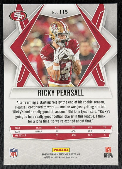 Ricky Pearsall 2025 Panini Phoenix Red Hyper Prizm /399 49ers back