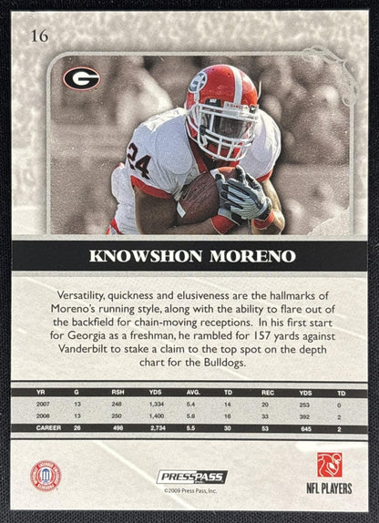 Knowshon Moreno 2009 Press Pass Legends Bronze /899 Bulldogs back
