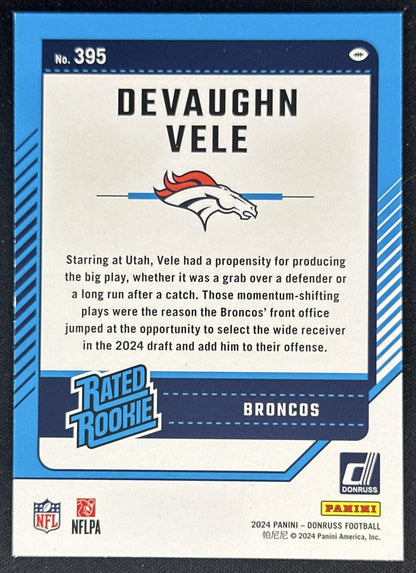 Devaughn Vele 2024 Panini Donruss Season Stat Line /430 Broncos Sports Trading Cards