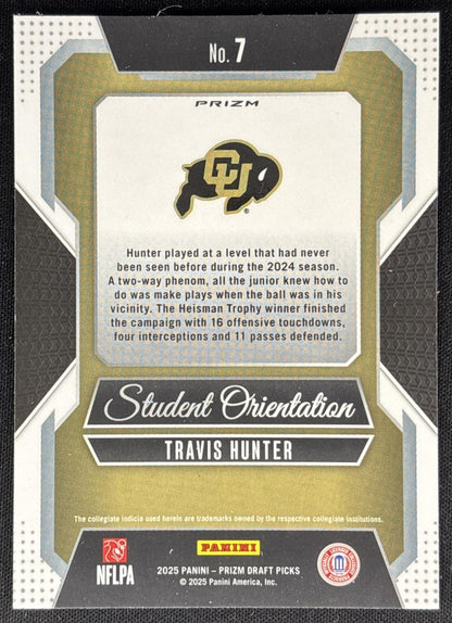 Travis Hunter 2025 Prizm Draft Picks Student Orientation Red Ice Buffaloes Sports Trading Cards