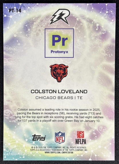 Colston Loveland 2025 Resurgence Protonyx Orange Power Surge Refractor /25 Bears Sports Trading Card